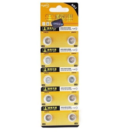 Μπαταρίες αλκαλικές-button cell AG3/LR41H/392A size LR41H 1.5V  Τεμ, 10 TIANQIU